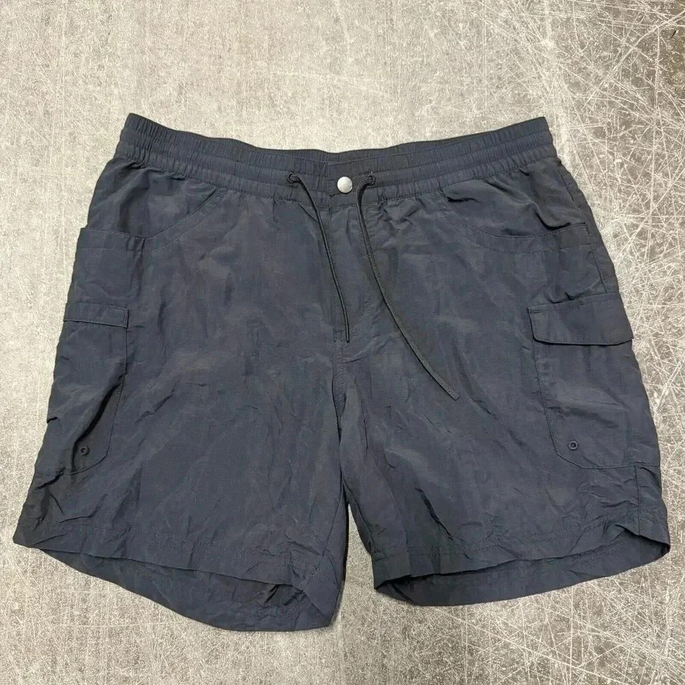 Columbia Cargo Shorts Mens Large Black Nylon Stretch Trail Hiking Outdoor
